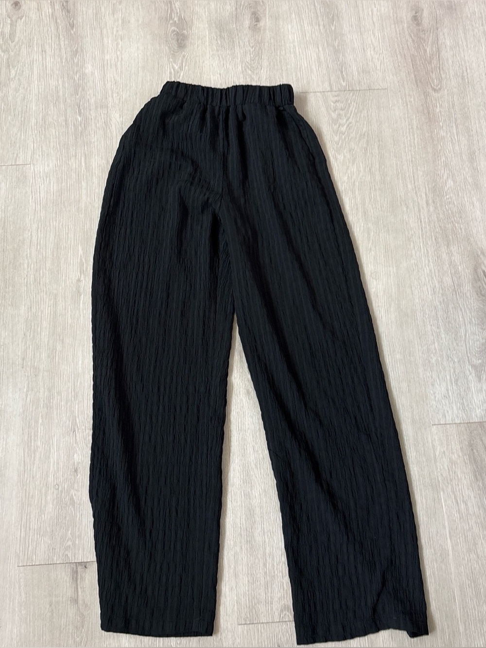 SHEIN Black linen trousers with elastic waistband and pockets size XS